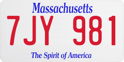 MA license plate 7JY981