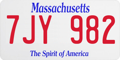 MA license plate 7JY982