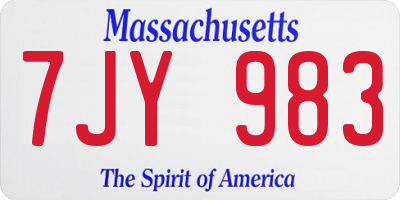 MA license plate 7JY983