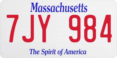 MA license plate 7JY984