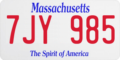 MA license plate 7JY985