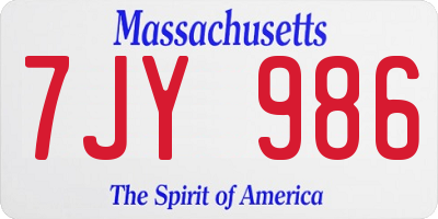 MA license plate 7JY986