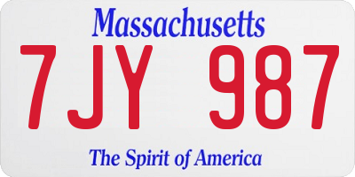 MA license plate 7JY987