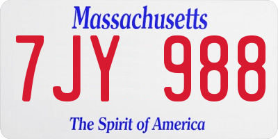 MA license plate 7JY988