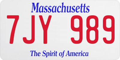 MA license plate 7JY989