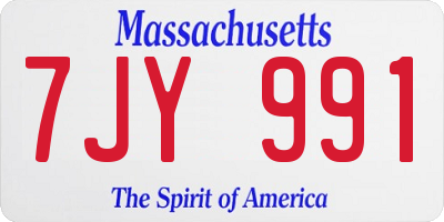 MA license plate 7JY991