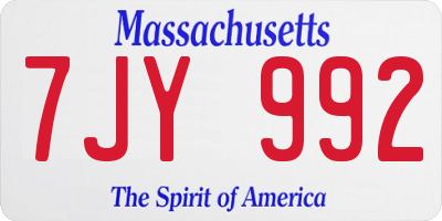MA license plate 7JY992