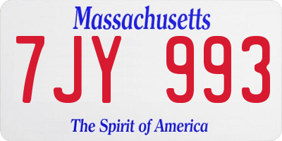 MA license plate 7JY993