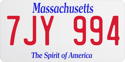 MA license plate 7JY994
