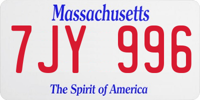 MA license plate 7JY996