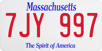 MA license plate 7JY997