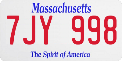 MA license plate 7JY998