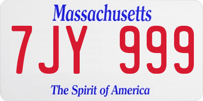 MA license plate 7JY999