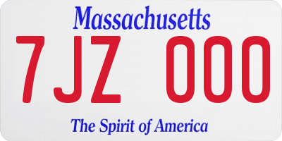 MA license plate 7JZ000
