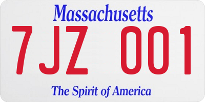 MA license plate 7JZ001