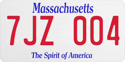 MA license plate 7JZ004