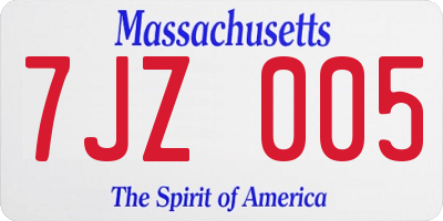 MA license plate 7JZ005