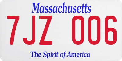 MA license plate 7JZ006