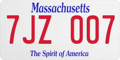 MA license plate 7JZ007