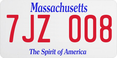 MA license plate 7JZ008