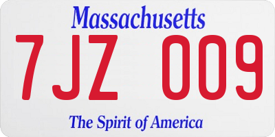 MA license plate 7JZ009