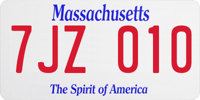 MA license plate 7JZ010