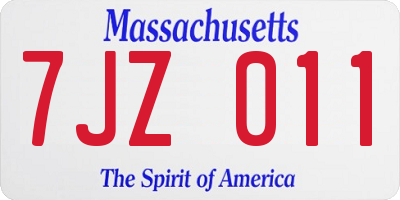 MA license plate 7JZ011