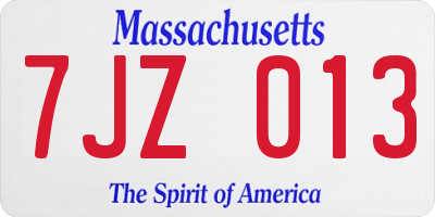 MA license plate 7JZ013