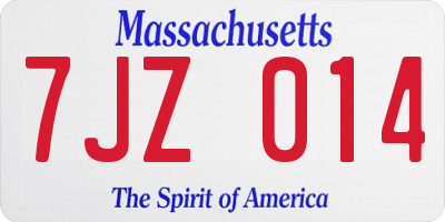 MA license plate 7JZ014