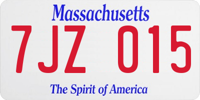 MA license plate 7JZ015