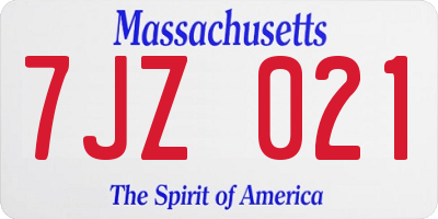 MA license plate 7JZ021