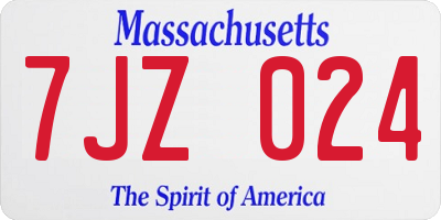 MA license plate 7JZ024
