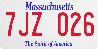 MA license plate 7JZ026