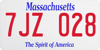 MA license plate 7JZ028