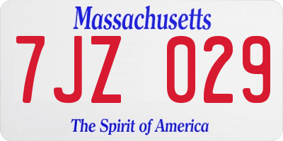 MA license plate 7JZ029