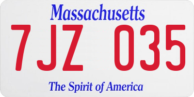 MA license plate 7JZ035
