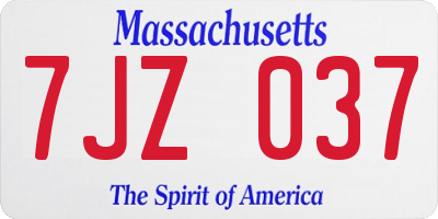 MA license plate 7JZ037