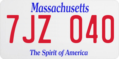 MA license plate 7JZ040