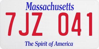 MA license plate 7JZ041