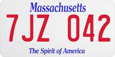 MA license plate 7JZ042
