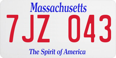 MA license plate 7JZ043