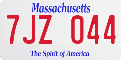 MA license plate 7JZ044