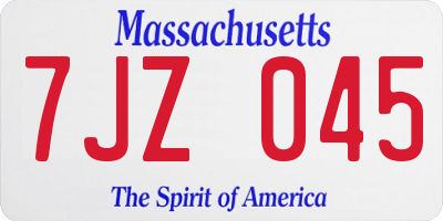 MA license plate 7JZ045