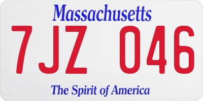 MA license plate 7JZ046