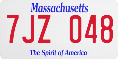 MA license plate 7JZ048
