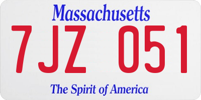 MA license plate 7JZ051