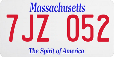 MA license plate 7JZ052