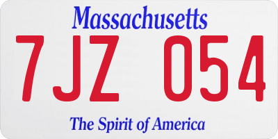 MA license plate 7JZ054