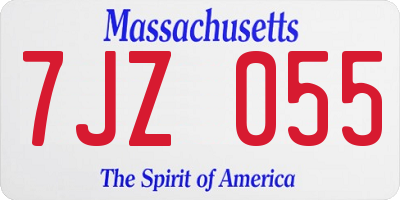 MA license plate 7JZ055