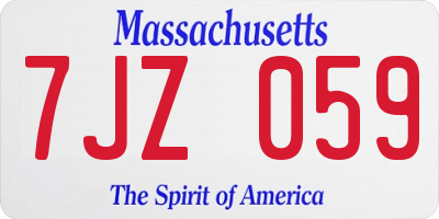 MA license plate 7JZ059